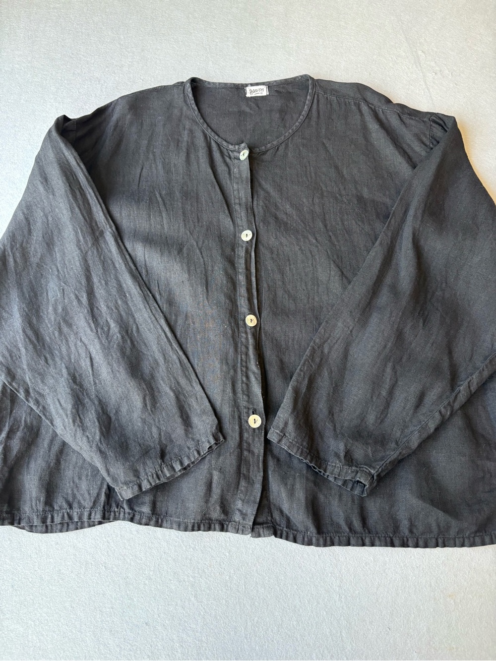 True Vintage Made in USA Lightweight  Black Linen Heaven Cardigan Coastal Sz XL
